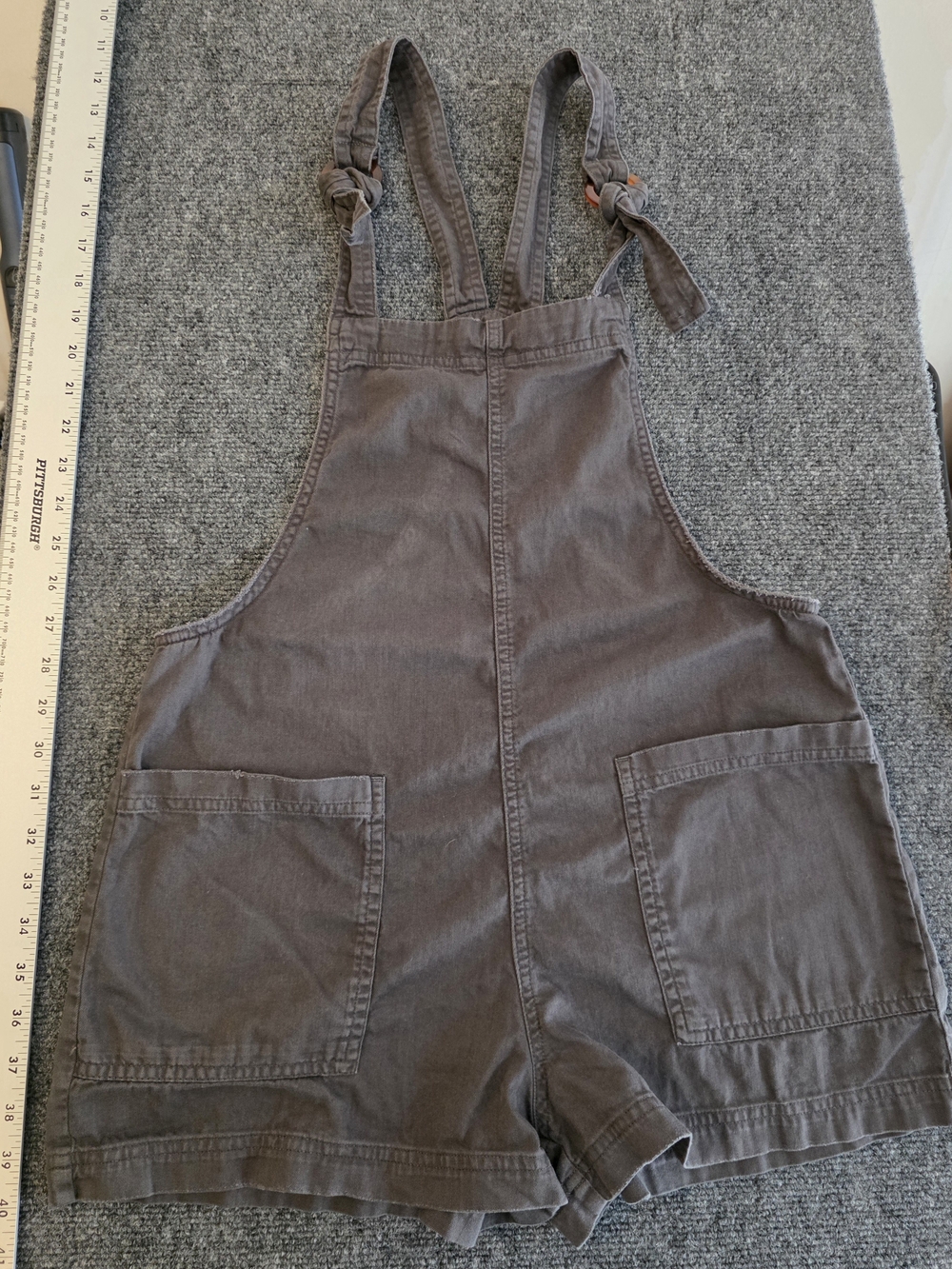 Aerie Women's Gray Tie-Strap Utility Short Overalls